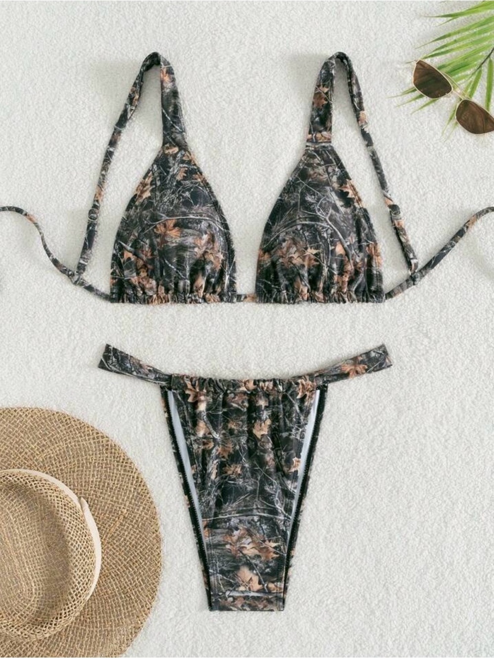Women’s Black Camouflage Triangle Bikini Set